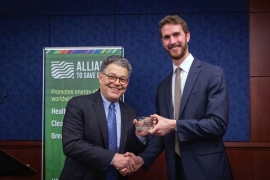 Photo of Blaise Sheridan '09 with Sen. Al Franken.